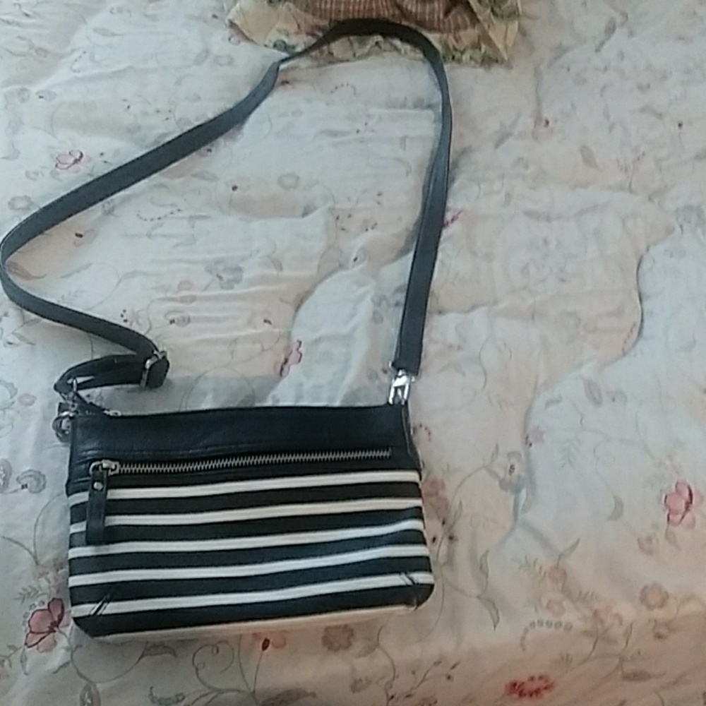 Black and White stripe purse shoulder bag